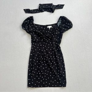by The Way. Black White Star Print Puff Sleeve Mini Dress XS